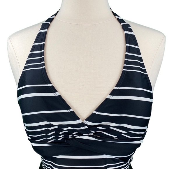 Athleta Encinitas Tara Black Striped Halter Swim Dress - Picture 3 of 16